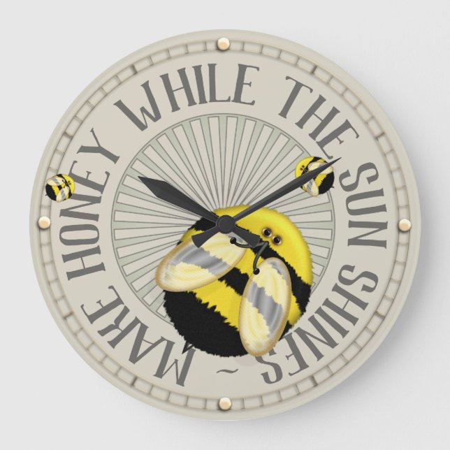 Make Honey Beekeeping Large Clock (Front)
