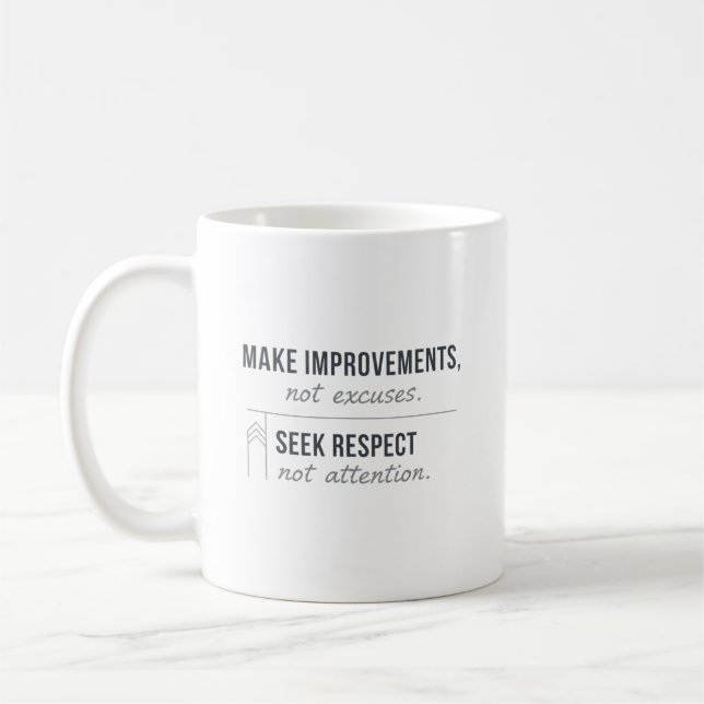 Make Improvements, Not Excuses Coffee Mug (Left)