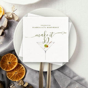Make It 30 Olive Dirty Martini 30th Birthday Party Napkin