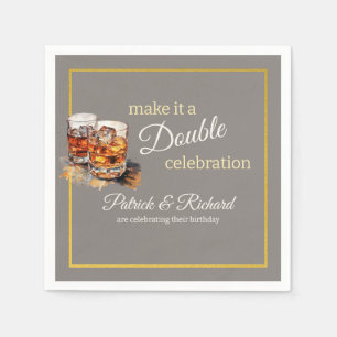 Make it a Double Celebration Grey Whiskey Glass Napkin