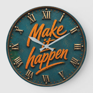 Make It Happen Motivational Large Clock