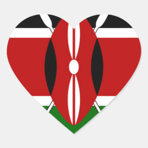 Make it Kenyan Beautiful Inspirational Flag Colour Heart Sticker