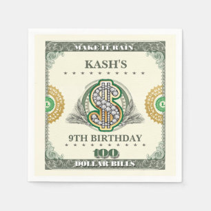 Make It Rain 100 Dollar Bills Birthday Bucks Napkin
