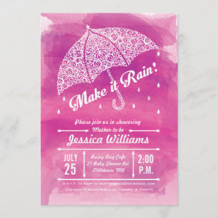 Make it Rain Watercolor Shower Invitation Pink