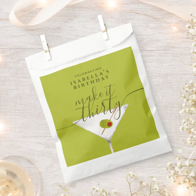 Make It Thirty Dirty Martini 30th Birthday Green  Favour Bags (Clipped)