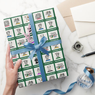 Make It Your Own Custom 9 Family Photos Green Wrapping Paper