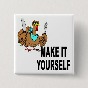 Make It Yourself Custom Thanksgiving Turkey 15 Cm Square Badge