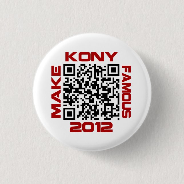 Make Kony Famous 2012 Video QR Code Joseph Kony 3 Cm Round Badge (Front)