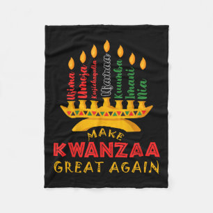 Make Kwanzaa Great Again Trump Funny Seven Candles Fleece Blanket