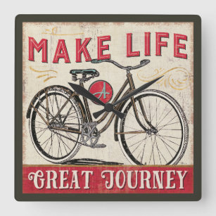 Make Life a Great Journey Quote Square Wall Clock
