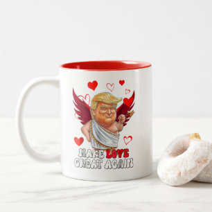 Make Love Great Again Trump Cupid Valentines Day Two-Tone Coffee Mug