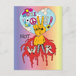 Make Love Not War 2 ~ 60s Hippie Peace Sign Postcard