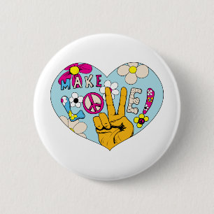 Make Love Not War ~ 60s Hippie Peace Sign 6 Cm Round Badge