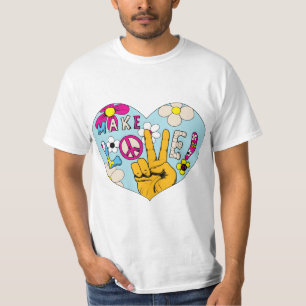 Make Love Not War ~ 60s Hippie Peace Sign T-Shirt
