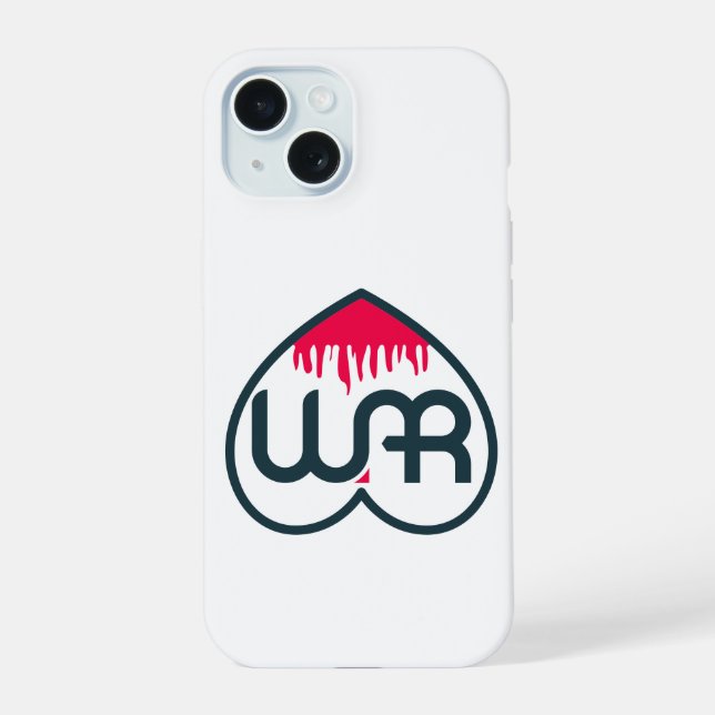 Make Love Not War Abstract Heart Graphic iPhone 15 Case (Back)
