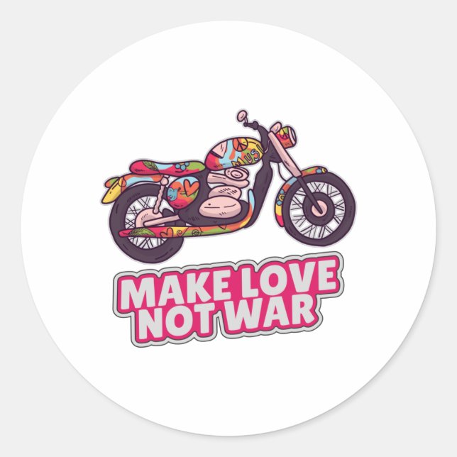Make love not war classic round sticker (Front)