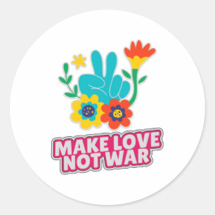 Make love not war classic round sticker