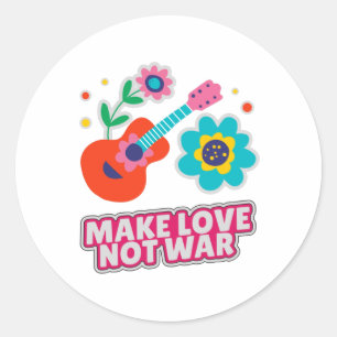 Make love not war classic round sticker