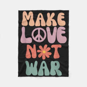 Make Love Not War Hippie 70s Peace Daisy Funny Fleece Blanket