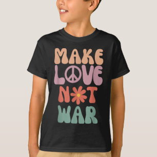 Make Love Not War Hippie 70s Peace Daisy Funny T-Shirt