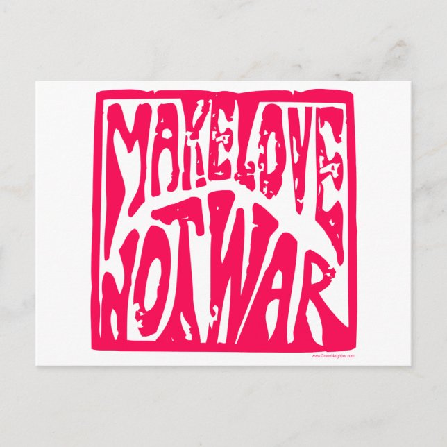Make Love, Not War - Hippie Design for Peace Postcard (Front)