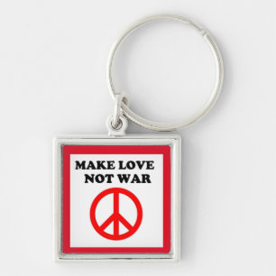 "MAKE LOVE NOT WAR" PEACE SIGN KEY RING