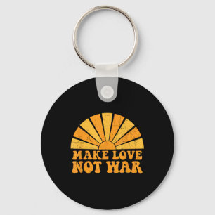 Make Love Not War Peace Sunshine Groovy Retro Vint Key Ring