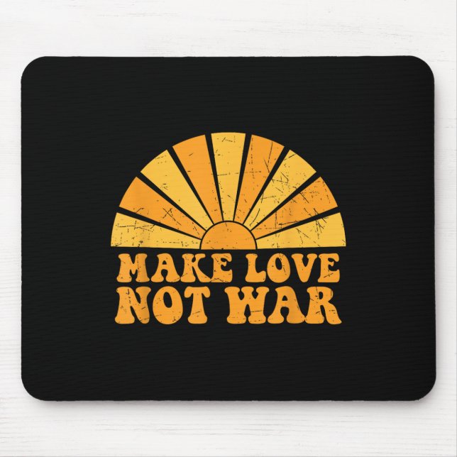 Make Love Not War Peace Sunshine Groovy Retro Vint Mouse Mat (Front)