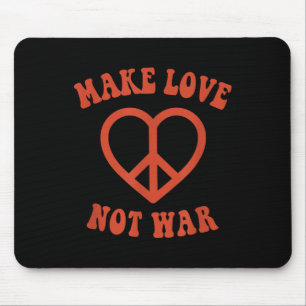 Make Love Not War Retro Hippie Peace Sign Mouse Mat