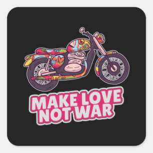 Make love not war square sticker