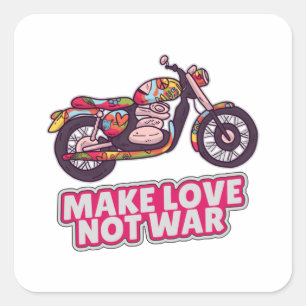 Make love not war square sticker