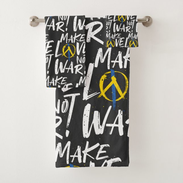 Make Love Not War Support Ukraine Bath Towel Set (Insitu)