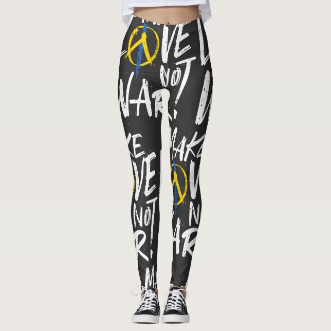 Make Love Not War Support Ukraine  Leggings (Front)