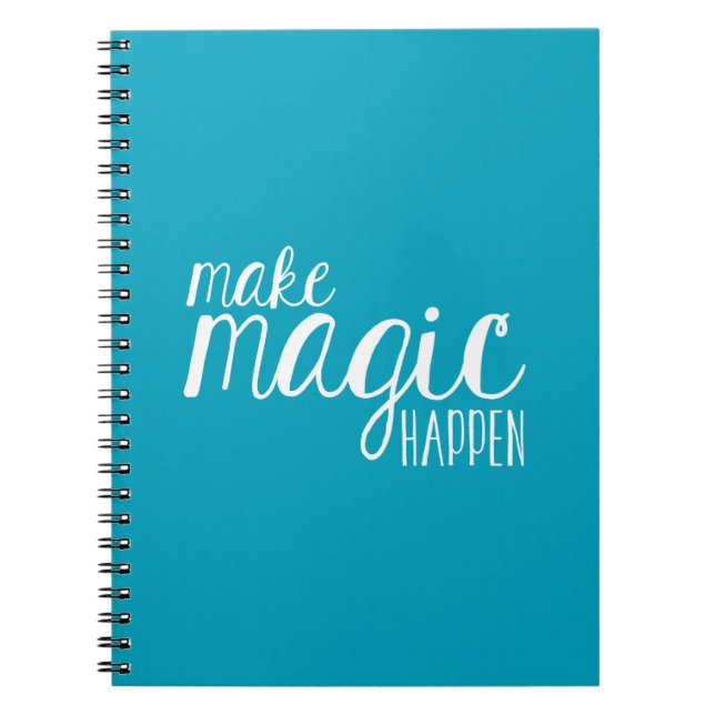Make Magic Happen Teal Typography Notebook (Front)