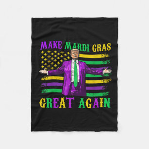 Make Mardi Gras Great Again Funny Trump Mardi Gras Fleece Blanket