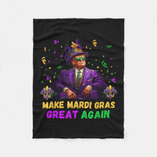 Make Mardi Gras Great Again Funny Trump Mardi Gras Fleece Blanket