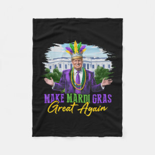 Make Mardi Gras Great Again Funny Trump Mardi Gras Fleece Blanket