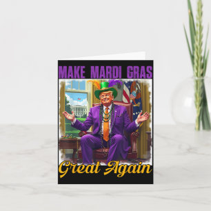 Make Mardi Gras Great Again Trump Beads Mask Feath Card
