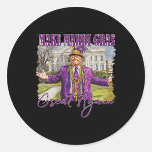 Make Mardi Gras Great Again Trump Beads Mask Feath Classic Round Sticker
