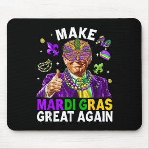 Make Mardi Gras Great Again Trump Beads Mask Feath Mouse Mat