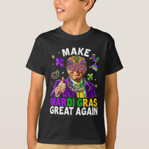 Make Mardi Gras Great Again Trump Beads Mask Feath T-Shirt