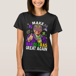 Make Mardi Gras Great Again Trump Beads Mask Feath T-Shirt
