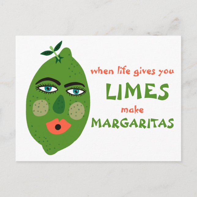 Make Margaritas Whimsical Limes Postcard (Front)