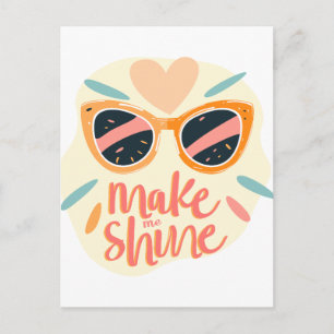 Make Me Shine Quote Cute Retro Sunglasses Announcement Postcard