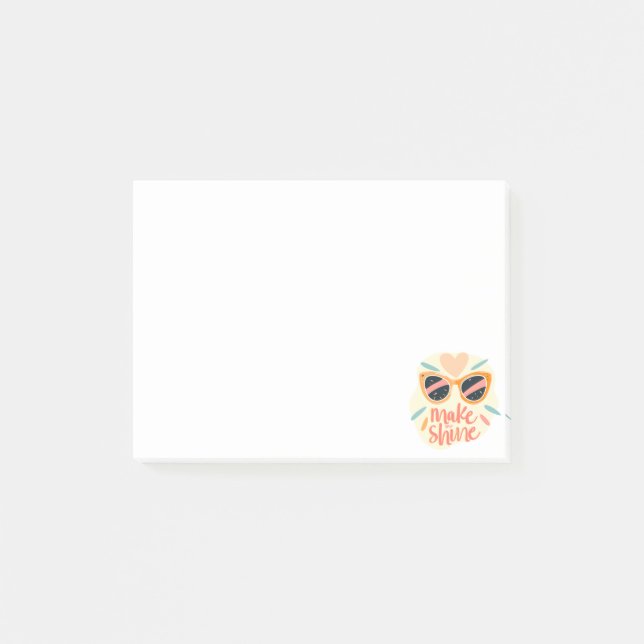 Make Me Shine Quote Cute Retro Sunglasses Post-it Notes (Front)