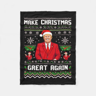 Make Merry Christmas Great Again Santa Trump Dance Fleece Blanket