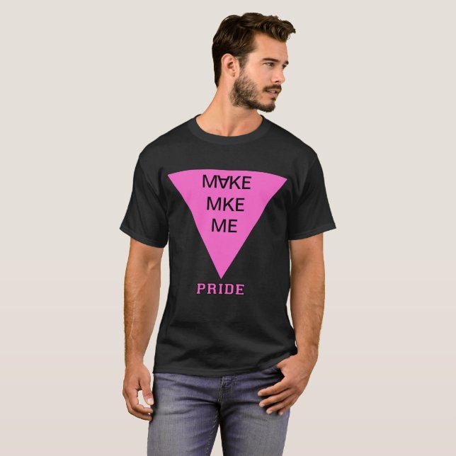 Make MKE Me City Abbrev Pink Triangle Pride T-Shirt (Front Full)