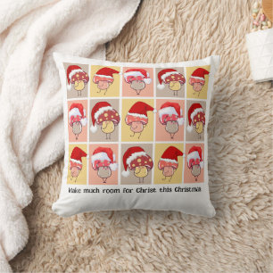 MAKE MUCH ROOM Christian Christmas Mushrooms Cushion