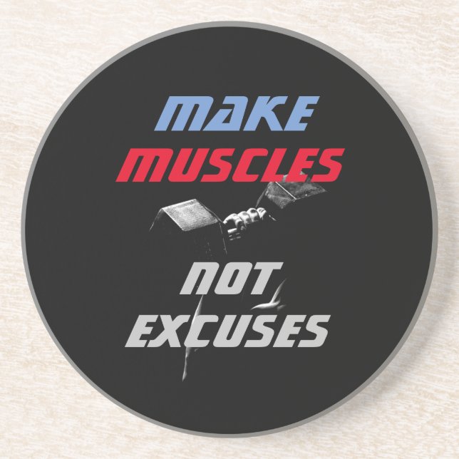Make Muscles Bodybuilding Fitness Motivational Coaster (Front)