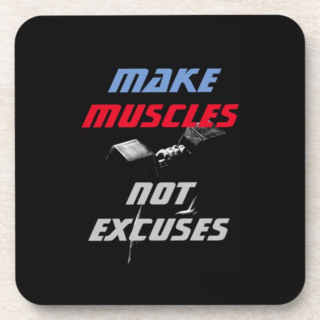 Make Muscles Bodybuilding Fitness Motivational Coaster (Front)